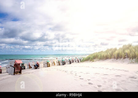 Bathing fun on the Baltic Sea Nudist beach Prerow on the Darss Stock