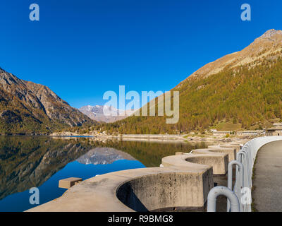 Lake of Ceresole is an artificial lake located in the Gran Paradiso National Park, Ceresole Reale, Piedmont, Italy. Stock Photo