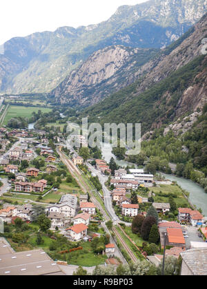 A panoramic view of Hone, Aosta Valley - Italy Stock Photo