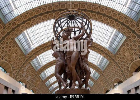 Paris (75), 7th Arrondissement. Orsay Museum. 'The four parts of the world supporting the sphere', by Jean Baptiste Carpeaux (1827-1875) Stock Photo