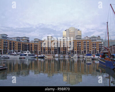 London, United Kingdom - February 19, 2007: St Katharine Docks in London, United Kingdom. Stock Photo