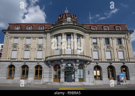 Postplatz and the main post office in Zug, Switzerland. Stock Photo