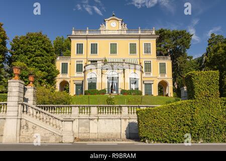 Villa Margherita Grande dates back to the 1750s and is in fact where the famous Italian composer Giuseppe Verdi stayed and composed La Traviata, Griante, Como Lake Italy. Stock Photo