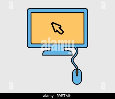 Colorful Mouse and cursors icon on computer monitor Stock Vector