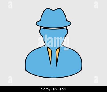 Colorful Detective Icon. Man symbol cap in head sign. Stock Vector