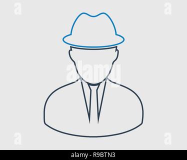 Detective line Icon. Man symbol cap in head sign. Stock Vector