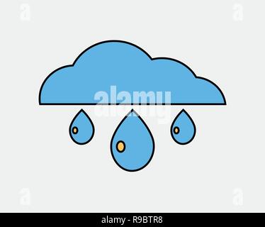 Colorful Rain Icon on grey background with cloud symbol Stock Vector