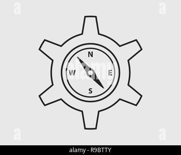 Line Compass Icon in gray Background Stock Vector