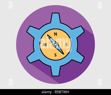 Colorful Compass Icon in gray Background button style Stock Vector
