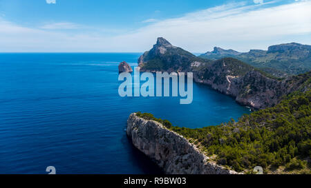 View to Cap de Formentor in Mallorca from Mirador es Colomer Stock Photo