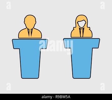 Colorful Debate Icon on gray background Stock Vector