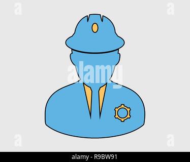 Colorful Mechanical Engineer Icon. Male Symbol with Gear Sign Stock Vector