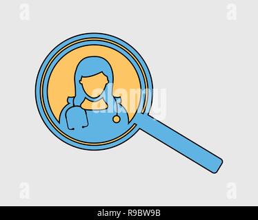Colorful Search doctor Icon on gray background. Stock Vector
