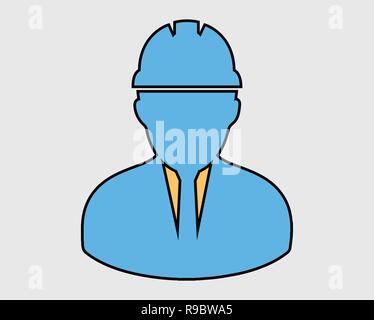 Colorful Engineer Icon . Male symbol with helmet on head. Stock Vector