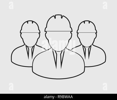 Engineer Team line Icon on gray Background Stock Vector