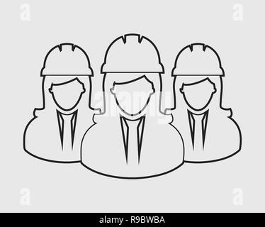 Engineer Team line Icon on gray Background Stock Vector