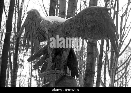 ZAKOPANE, POLAND - JANUARY 03, 2011: Monument to Jozef Kurasia, lieutenant in the Polish army since 1939. He has nickname 'Orzeł' (Eagle) Stock Photo