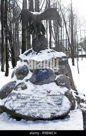 ZAKOPANE, POLAND - JANUARY 03, 2011: Monument to Jozef Kurasia, lieutenant in the Polish army since 1939. He has nickname 'Orzeł' (Eagle)