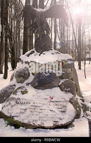 ZAKOPANE, POLAND - JANUARY 03, 2011: Monument to Jozef Kurasia, lieutenant in the Polish army since 1939. He has nickname 'Orzeł' (Eagle) Stock Photo