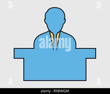 Colorful Reception Icon. Male Symbol behind the desk. Stock Vector