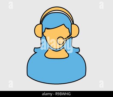 Coloroful Female Customer service icon. Stock Vector