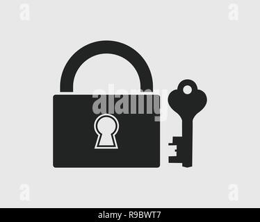 Lock and Key Icon on gray background Stock Vector
