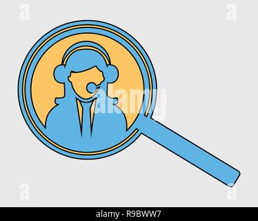 Colorful Search customer service icon Stock Vector