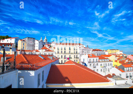 Scenic Alfama lookout with Sao Vicente de Fora a monastery on the background Stock Photo