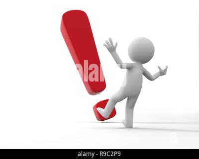 A person standing in front of the exclamation mark Stock Photo