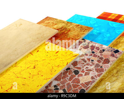 Samples of ceramic tiles. Isolated on white background Stock Photo