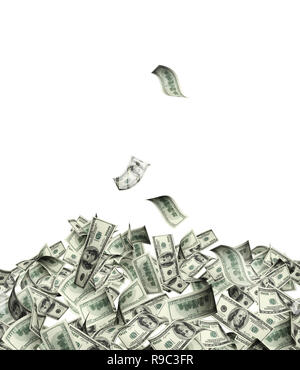 Flying dollars banknotes isolated on white Stock Photo - Alamy