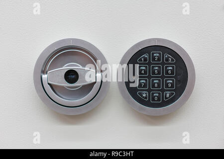Safe lock code Password Pad number Protection Safety box bank. safe code lock Stock Photo