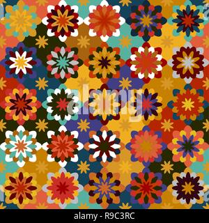 Bright seamless pattern of geometric shapes. Color creates the volume elements. Stock Vector