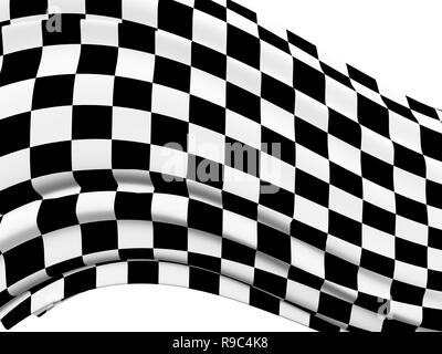 Sports background - abstract checkered flag. Isolated on white background. 3d render Stock Photo