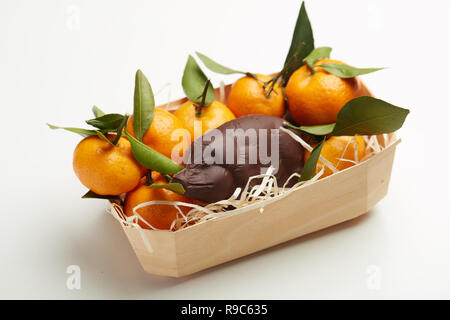 Chinese or Lunar New Year Basket on white background Stock Photo