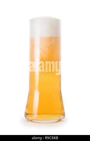 Large frosted glass of beer. Isolated on white, clipping path included Stock Photo