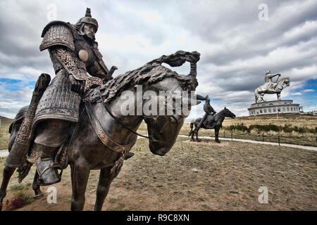 Genghis Khan Equestrian Statue in Mongolia Stock Photo