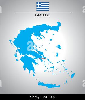 simple vector outline map of greece with flag Stock Vector