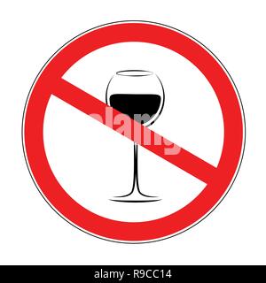 no alcohol forbidden sign with wine isolated on white background vector illustration Stock Vector
