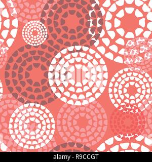 Vector seamless pattern background in trendy color of 2019, living coral Stock Vector