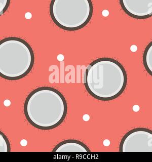 Vector seamless pattern with tropical fruit coconut. Summer illustration. Stock Vector