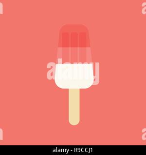 Ice cream in bright cartoon style. Icecream vector in Living Coral color of year Stock Vector