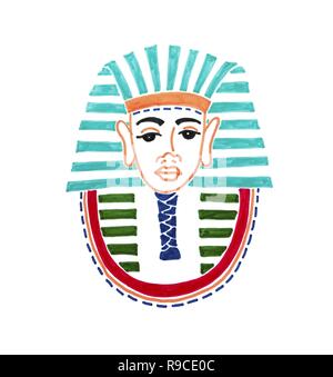 drawing of historical mask of pharaoh tutankhamen Stock Vector