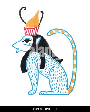 sketch marker drawing of egyptian animal god Stock Vector