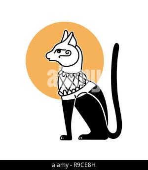 Black egyptian cat icon simple style Royalty Free Vector