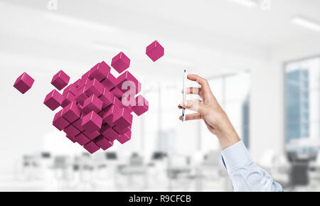 Integrating new technologies concept with cube figure floating i Stock Photo