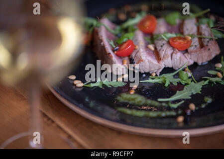 Tuna Steak and Salad Stock Photo
