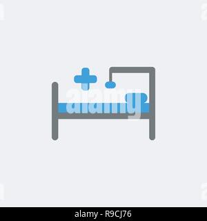 Bed medic flat icon vector isolated on white background Stock Vector