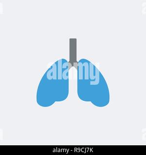 Lungs flat icon vector isolated on white background Stock Vector