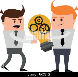 businessmen teamwork with bulb idea and gears Stock Vector Image & Art ...